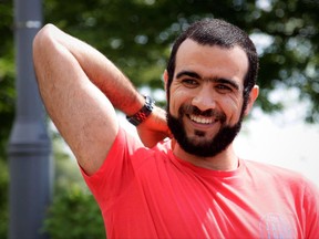 Former Guantanamo Bay prisoner Omar Khadr, 30, is seen in Mississauga, Ont., on Thursday, July 6, 2017. Ontario Superior Court Justice Edward Belobaba said he had heard nothing to show Khadr planned to hide assets to thwart possible enforcement of a massive American court award against him. THE CANADIAN PRESS/Colin Perkel