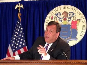 New Jersey Republican Gov. Chris Christie speaks Friday, June 30, 2017, in Trenton, N.J. Christie said that a state government shutdown is likely if he doesn't get an agreement by midnight with Democratic lawmakers on the budget. A stalemate over his proposal to overhaul the state's largest health insurance company was at issue. (AP Photo/Michael Catalini)