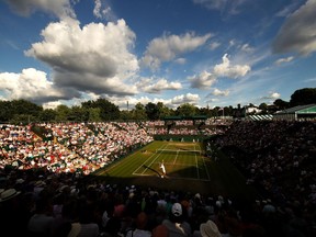 A general view of play on court two during Milos Raonic's match against Alexander Zverev at Wimbledon on July 10.