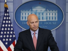 Marc Short, White House director for legislative affairs, listens to a question during a off-camera press briefing at the White House in Washington, Monday, July 10, 2017. (AP Photo/Alex Brandon)