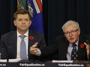Alberta Wildrose Party Leader Brian Jean (left) and Dr. Frank Atkins (right/co-chair, Equalization Fairness Report) released the Equalization Fairness Panel report on October 27, 2016, which presents six new recommendations that can be used as a basis for getting a more fair and equitable equalization system for Alberta.