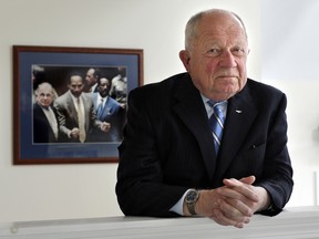 In this May 22, 2014 photo, F. Lee Bailey, an attorney for O.J. Simpson in 1994, poses in his office in Yarmouth, Maine.