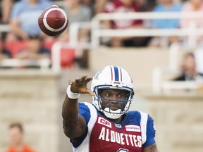 Montreal Alouettes quarterback Darian Durant throws a pass against the B.C. Lions on July 6.
