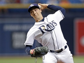 Tampa Bay Rays starting pitcher Blake Snell throws during the first inning of a baseball game against the Baltimore Orioles, Monday, July 24, 2017, in St. Petersburg, Fla. (AP Photo/Mike Carlson)