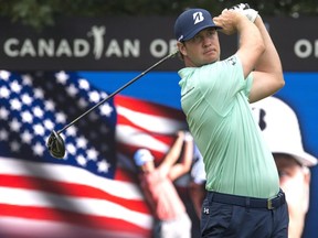 Hudson Swafford tees off at the Canadian Open on July 27.