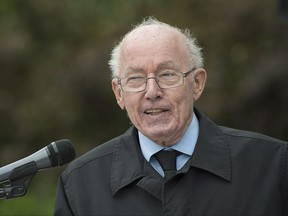 Former Quebec premier Bernard Landry speaks at a news conference with members of the Saint-Jean Baptiste society in Montreal, Wednesday, July 12, 2017, where they outlined their plans to celebrate the 50th anniversary of then-French president Charles de Gaulle's visit to Quebec where he uttered the famous phrase "Vivre le Quebec libre". THE CANADIAN PRESS/Graham Hughes