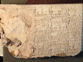 A clay cuneiform tablet illegally imported by Hobby Lobby.