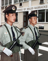 People’s Liberation Army soldiers stand outside the Prince Of Wales Barracks in Hong Kong after the 1997 handover.