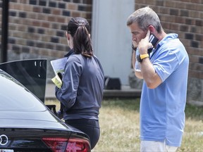 Former Anheuser-Busch CEO August Busch IV exits the Swansea, Ill., police station to a waiting car Tuesday, July 11, 2017. Busch is under investigation for appearing "too intoxicated to take off" hours after a helicopter landed in an office park near St. Louis. Police on Tuesday did not name Busch as the pilot, but he is identified in a search warrant application. (Derik Holtmann/Belleville News-Democrat via AP)