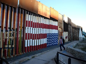 A view of the US-Mexican border fence at Playas de Tijuana on January 27, 2017 in Tijuana, Mexico.
