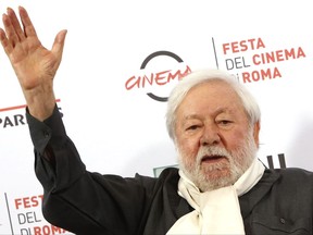 FILE - In this Friday, Oct. 23, 2015 file photo, Actor Paolo Villaggio poses for photographers during the photo call of the movie Fantozzi on the occasion of its 40th anniversary from its release in the movie theaters, at Rome's Film Festival, in Rome. Villaggio died at the age of 84 in Rome, Monday, July 3, 2017. (AP Photo/Riccardo De Luca, File)