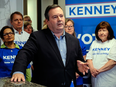 Alberta PC Leader Jason Kenney speaks to reporters after casting his ballot in the party's Referendum on Unity in Calgary, July 20, 2017.