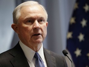 Attorney General Jeff Sessions speaks in Central Islip, N.Y.  Sessions has directed the nation’s federal prosecutors to pursue the most serious charges possible against the vast majority of suspects.