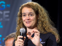 Canadian astronaut Julie Payette speaks at the Canadian Aviation and Space Museum in Ottawa in 2011.