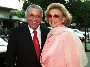 In this July 11, 1996 file photo Frank Sinatra and his wife Barbara arrive at Our Lady of Malibu church to renew their wedding vows on their 20th wedding anniversary in Malibu, Calif.
