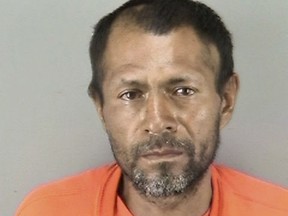FILE - This undated photo provided by the San Francisco Police Department shows Juan Francisco Lopez-Sanchez.  It's been two years since Kate Steinle was randomly gunned down on a busy San Francisco pier in a shooting that set off a fierce national immigration debate. Lopez-Sanchez, the man accused of killing Steinle, is still waiting for his murder trial to be scheduled. He is set to appear in court Friday, July 14, 2017, when a trial date may get set.  (San Francisco Police Department via AP, File)