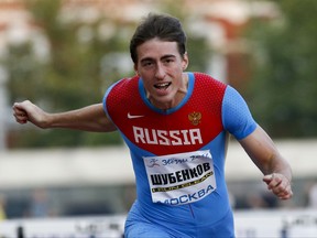 FILE - In this Thursday, July 28, 2016 file photo, world hurdles 110m champion Sergey Shubenkov competes during the Russian Stars 2016 track and field competitions in Moscow, Russia. Russia plans to send 19 athletes, including Sergei Shubenkov and Maria Lasitskene, to the track and field world championships in London in August 2017 despite its suspension from international competition over widespread doping. The 19, including three former world champions, have been given exemptions from Russia's suspension after the International Association of Athletics Federations reviewed their history of drug testing. (AP Photo/Alexander Zemlianichenko, file)