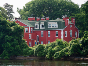 Part of the Russian Federation's riverfront compound is seen from the water on Maryland's Eastern Shore in Centreville, Maryland on June 16, 2017.