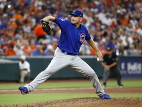 Chicago Cubs starting pitcher Mike Montgomery throws to the Baltimore Orioles in the second inning of an interleague baseball game in Baltimore, Friday, July 14, 2017. (AP Photo/Patrick Semansky)