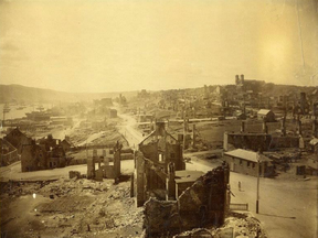 The aftermath of the Great Fire in St. John's Newfoundland, is seen in a handout photo from 1892.