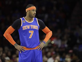 The New York Knicks and Houston Rockets continue talking about a trade for Carmelo Anthony, though a person with knowledge of the details says no deal is imminent.  Anthony has told the Knicks he would accept a move to the Rockets but the teams are still trying to find a trade that works for both sides, the person told The Associated Press on Thursday, July 13, 2017. (AP Photo/Matt Slocum, File)