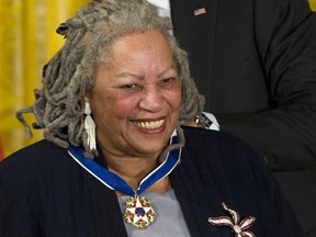 FILE - In this May 29, 2012, file photo, author Toni Morrison receives her Medal of Freedom award during a ceremony in the East Room of the White House in Washington. PEN America, the literary and human rights organization, has assembled more than 1,500 hours of audio and visual material for a digital archive featuring Morrison and other leading writers and public thinkers of the past half-century. The literary and human rights organization told The Associated Press on Wednesday, July 26, 2017, that the archive has been in the works since 2011. (AP Photo/Carolyn Kaster, File)