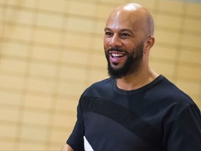 Musician and actor Common visits the Renaissance School of the Arts as Ambassador for AdoptAClassroom.org and Burlington Stores on Thursday, July 20, 2017, in New York. Common will be fulfilling all the wish lists that teachers and faculty put together for the school's needs for the upcoming year. (Photo by Charles Sykes/Invision/AP)