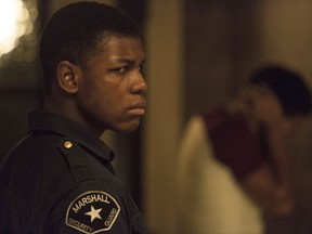 This image released by Annapurna Pictures shows John Boyega in a scene from "Detroit." (Francois Duhamel/Annapurna Pictures via AP)