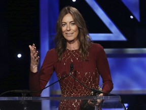 FILE - In this Nov. 9, 2013 file photo, director Kathryn Bigelow accepts the "John Schlesinger Britannia Award for Excellence in Directing" during the 2013 BAFTA Los Angeles Britannia Awards in Beverly Hills, Calif. Bigelow directed the upcoming film, "Detroit." (Photo by Matt Sayles/Invision/AP, File)