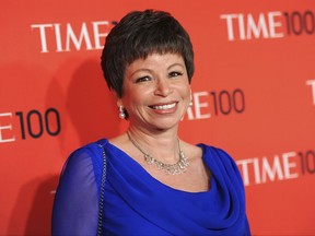 FILE - In this April 23, 2013 file photo, senior advisor to President Barack Obama, Valerie Jarrett, attends the TIME 100 Gala celebrating the "100 Most Influential People in the World" in New York. Publisher Viking said, Tuesday, July 11, 2017, that Jarrett is working on a book, scheduled for 2019, that will combine personal history and civic advice.  (Photo by Evan Agostini/Invision/AP, File)