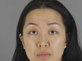 FILE - This undated file photo provided by the San Mateo County Sheriff's Office shows Tiffany Li. Prosecutors said Monday, July 17, 2017, that the trial against Li, a Chinese real estate scion charged with orchestrating the murder of her children's father, has been pushed back to January 2018. Li's family helped her post $35 million in April and she is free from jail pending trial. Two men also charged in the case remained jailed, unable to post an extravagant bail amount. (San Mateo County Sheriff's Office via AP, File)