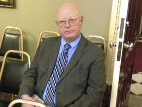 FILE - This Dec. 16, 2015 file photo shows former Sen. Norm McAllister, R-Franklin, awaiting the start of the Vermont Senate's Rules Committee meeting in Montpelier, Vt. Jury selection is continuing in the second trial of the former Vermont lawmaker accused of trying to extract sexual favors from a woman in exchange for rent. (AP Photo/Dave Gram)