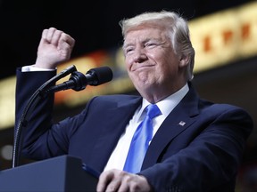 President Donald Trump pauses as he speaks during a rally, Tuesday, July 25, 2017, at the Covelli Centre in Youngstown, Ohio (AP Photo/Carolyn Kaster)