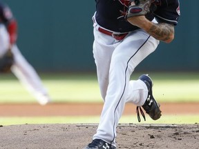 Cleveland Indians starting pitcher Mike Clevinger delivers against the Los Angeles Angels during the first inning in a baseball game, Tuesday, July 25, 2017, in Cleveland. (AP Photo/Ron Schwane)