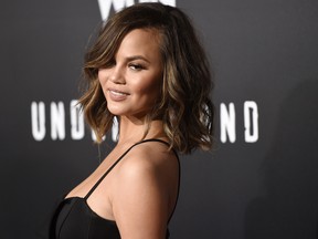 Model Chrissy Teigen poses at the season two premiere of the television series "Underground" in Los Angeles on Feb. 28, 2017.