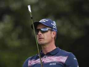 Sweden's Henrik Stenson watches his shot from the 5th tee during the third round of the British Open Golf Championship, at Royal Birkdale, Southport, England, Saturday July 22, 2017. (AP Photo/Dave Thompson)