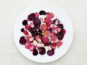 A salad of raw beets, curd cheese, and rose from Gather by Gill Meller