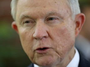 U.S. Attorney General Jeff Sessions is interviewed by The Associated Press at the U.S. Embassy in San Salvador, El Salvador, Thursday, July 27, 2017.  Sessions is forging ahead with a tough-on-crime agenda that once endeared him to President Trump, who has since taken to berating him. Sessions is in El Salvador to step up international cooperation against the violent street gang MS-13. (AP Photo/Pablo Martinez Monsivais)