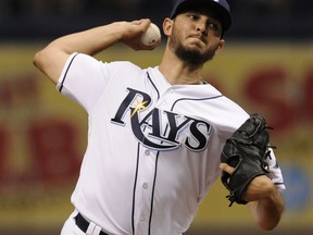 Tampa Bay Rays starter Jake Faria pitches against the Boston Red Sox during the first inning of a baseball game Thursday, July 6, 2017, in St. Petersburg, Fla. (AP Photo/Steve Nesius)