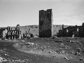 This photo provided by the Library of Congress, taken in 1934, shows the ruins of the historic Qasr al-Banat, or Girls' Palace, in modern day Raqqa city in northern Syria. U.S-backed Syrian fighters breached the 8th century old wall of Raqqa city, the de-facto capital of the Islamic State militants, and were roaming the streets of the Girls' Palace area Tuesday July 4, 2017 after seizing it from the extremist group. The old palace was one of the most striking monuments within the Old City wall. (Library of Congress via AP)