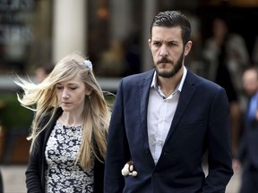 Charlie Gard's parents Connie Yates and Chris Gard arrive at the Royal Courts of Justice in London where the hearing will resume into the case of their terminally-ill baby, Friday July 21, 2017.