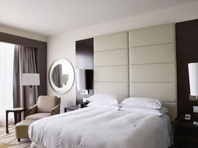 A standard Hilton hotel room in Panama