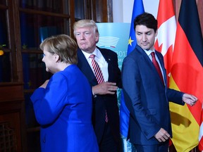 German Chancellor Angela Merkel, United States President Donald Trump and Prime Minister Justin Trudeau at the recent G7 Summit in Taormina, Italy. The three will meet again soon at the G20.