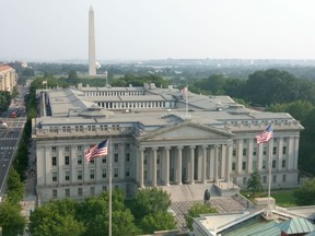 The building of the U.S. treasury.