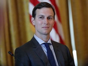 FILE - In this June 22, 2017, file photo, White House senior adviser Jared Kushner listens during the "American Leadership in Emerging Technology" event with President Donald Trump in the East Room of the White House in Washington.  (AP Photo/Evan Vucci, File)