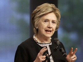 FILE - In this June 5, 2017 file photo, former Secretary of State Hillary Clinton speaks in Baltimore. Clinton lost the 2016 election to President Donald Trump, but some Republicans in Congress are intensifying their calls to investigate her and other Obama administration officials. (AP Photo/Patrick Semansky, File)