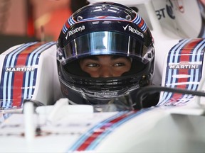 Williams driver Lance Stroll of Canada sits in his car cockpit during the second practice session for the Austrian Formula One Grand Prix at the Red Bull Ring in Spielberg, Austria, Friday, July 7, 2017. The Austrian Grand Prix will be held on Sunday. (AP Photo/Ronald Zak)