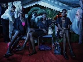 Models sit backstage during Dakar Fashion Week in the Senegalese capital, Friday June 30, 2017. The continent's fashion scene has grown steadily over the past two decades with Sub-Saharan Africa's apparel and footwear market now worth $31 billion, according to data by Euromonitor. (AP Photo/Finbarr O'Reilly)