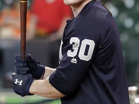 New York Yankees outfielder Clint Frazier waits to hit during batting practice before a baseball game against the Houston Astros, Saturday, July 1, 2017, in Houston. (AP Photo/David J. Phillip)