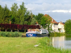 The hotel barge on Burgundy Canal. Mike Grenby